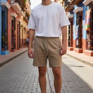 NWT Large mnml  Men's Every Day Sweatshorts Earth French Terry 100% Cotton